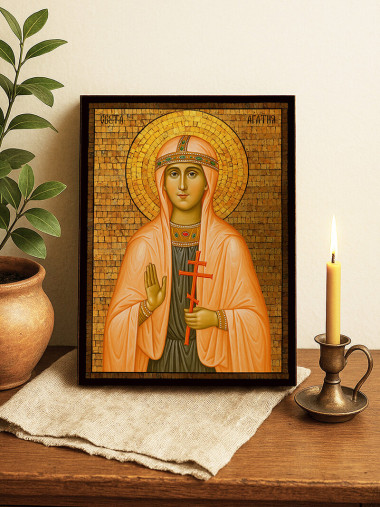 Златна икона на Св. Агатия със златна мозайка