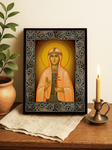 Икона на Св. Агатия с флорална рамка