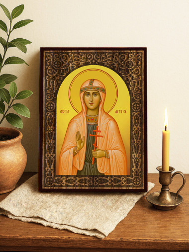 Икона на Св. Агатия с дървесен флорален свод