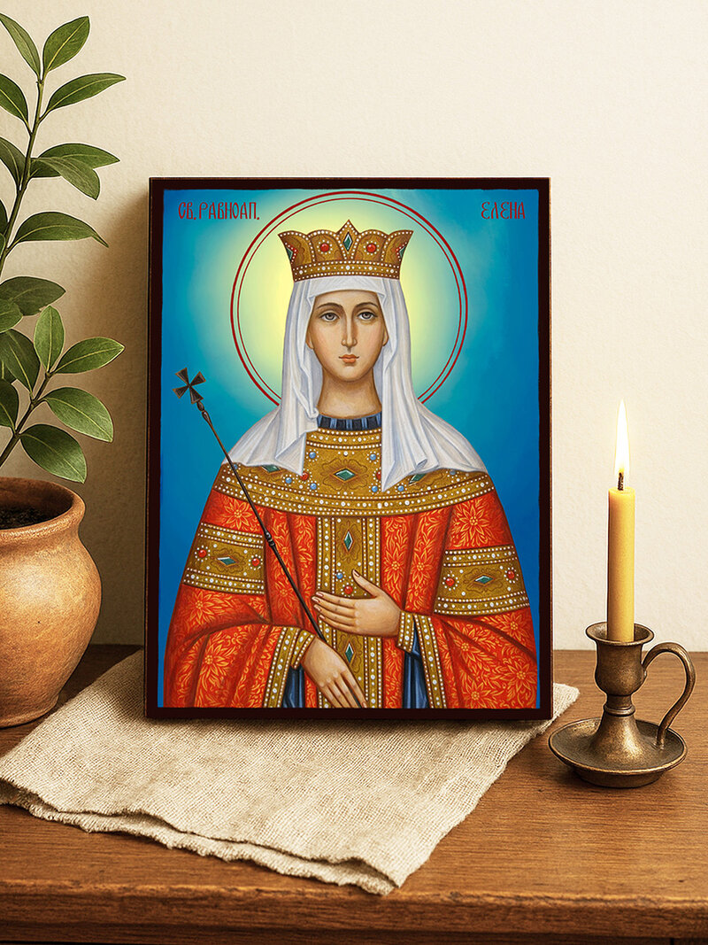 Икона на Света Елена с небесен фон