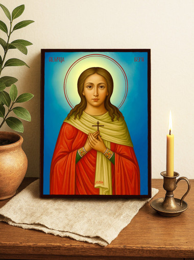 Икона на Света Вера с небесен фон