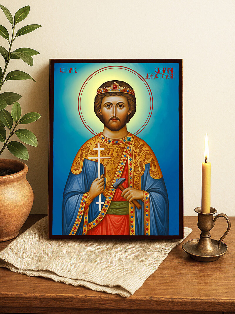 Икона на Св. Емилиан с небесен фон