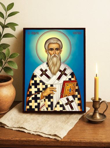 Икона на Св. Киприан с небесен фон