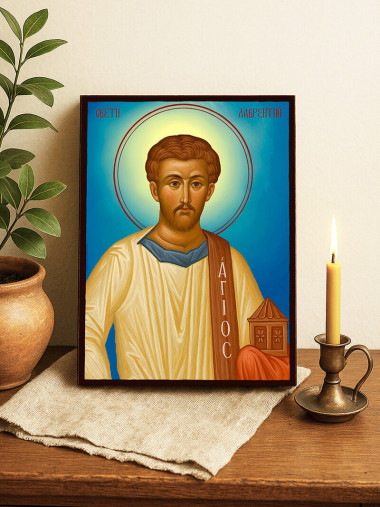 Икона на Св. Лаврентий с небесен фон