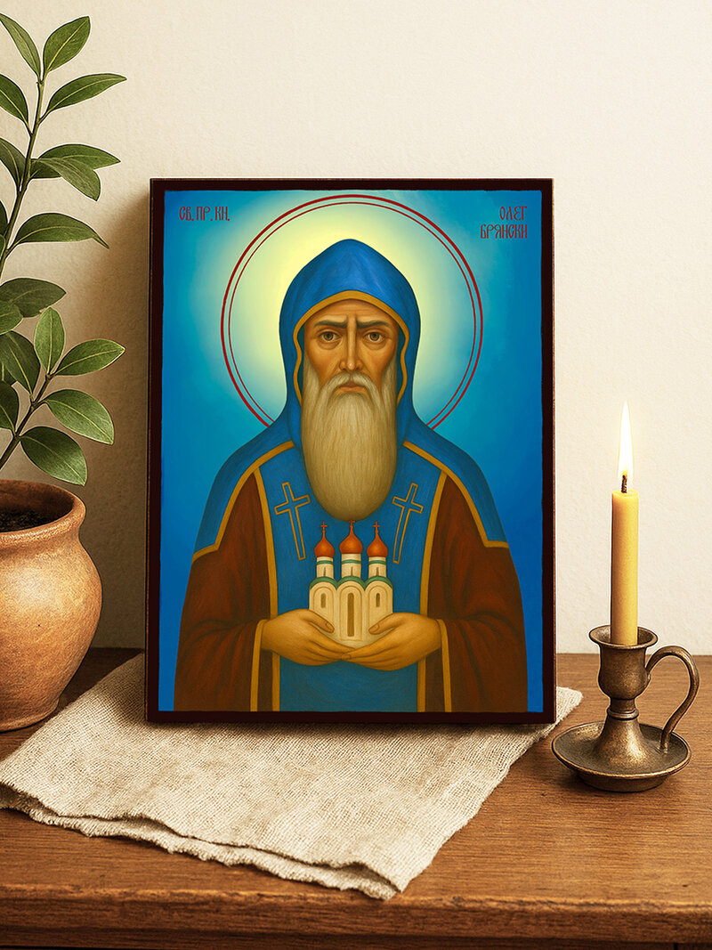 Икона на Св. Олег с небесен фон