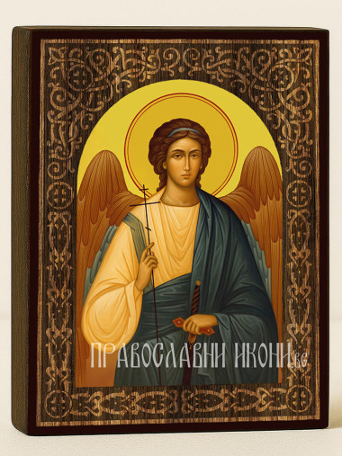 Икона на Ангел Хранител с дървесен флорален свод