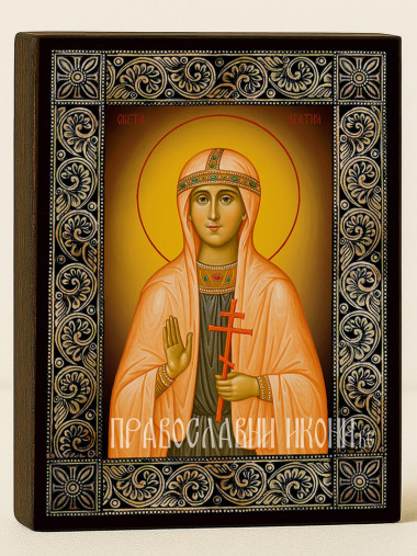 Икона на Св. Агатия с флорална рамка