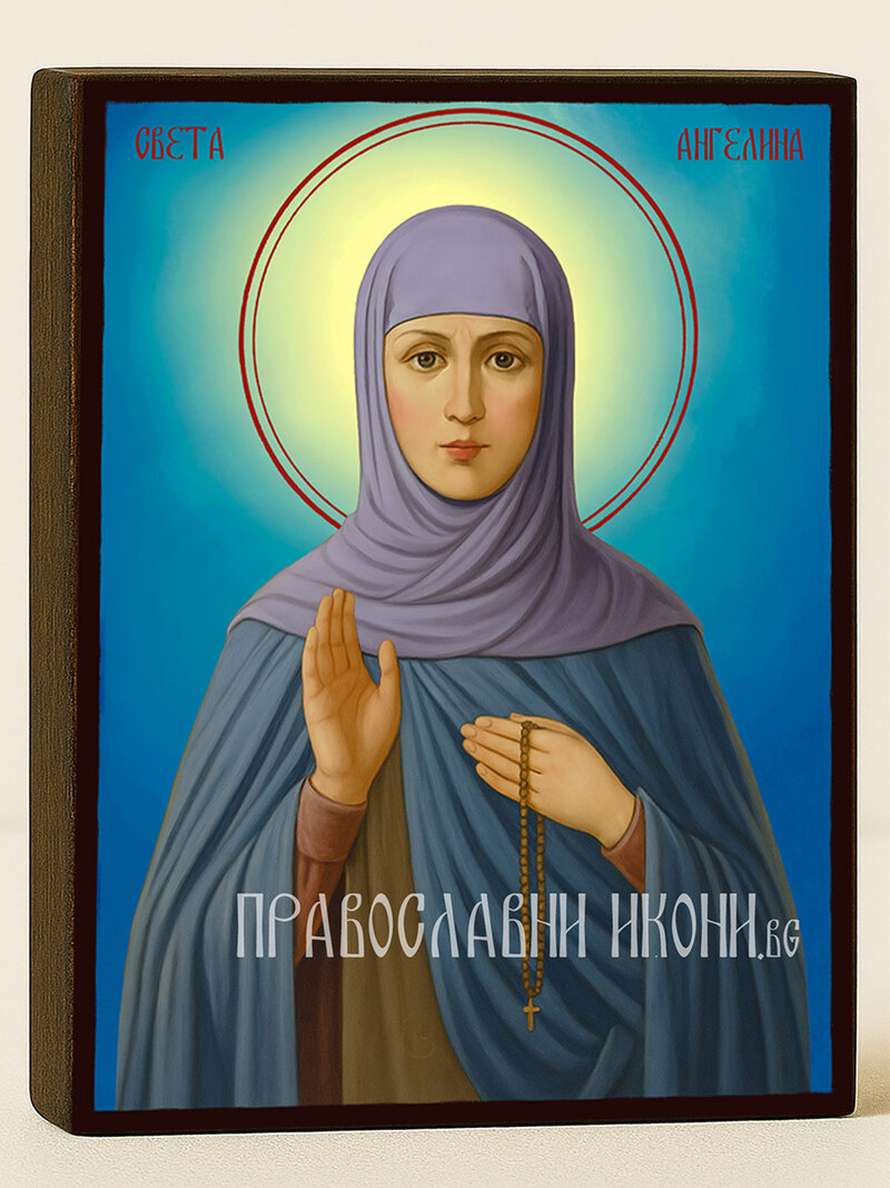 Икона на Св. Ангелина с небесен фон