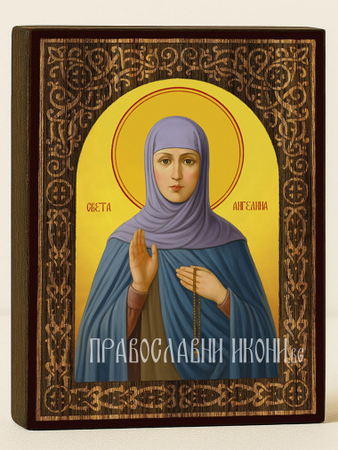 Икона на Св. Ангелина с дървесен флорален свод