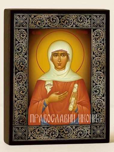 Икона на Св. Анна Пророчица с флорална рамка