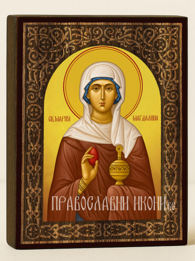 Икона на Св. Мария Магдалина с флорален дървесен свод