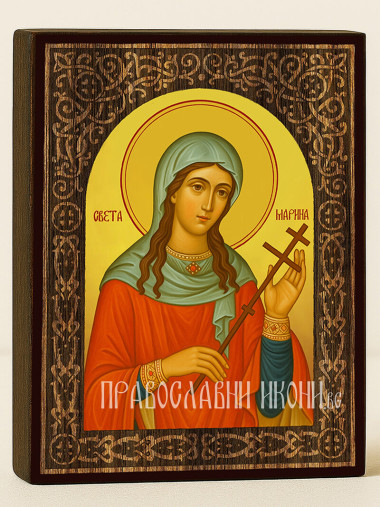 Икона на Света Марина с дървесен флорален свод