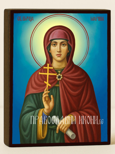 Икона на Света Марина с небесен фон