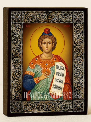 Икона на Свети пророк Даниил с флорална дървесна рамка