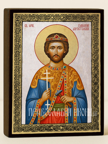 Икона на Св. Емилиан със сребърен фон и златна рамка