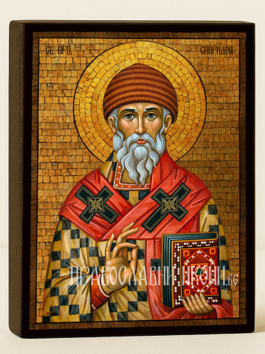 Чудотворна златна икона на Св. Спиридон със златна мозайка