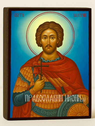 Икона на Свети Валерий с небесен фон