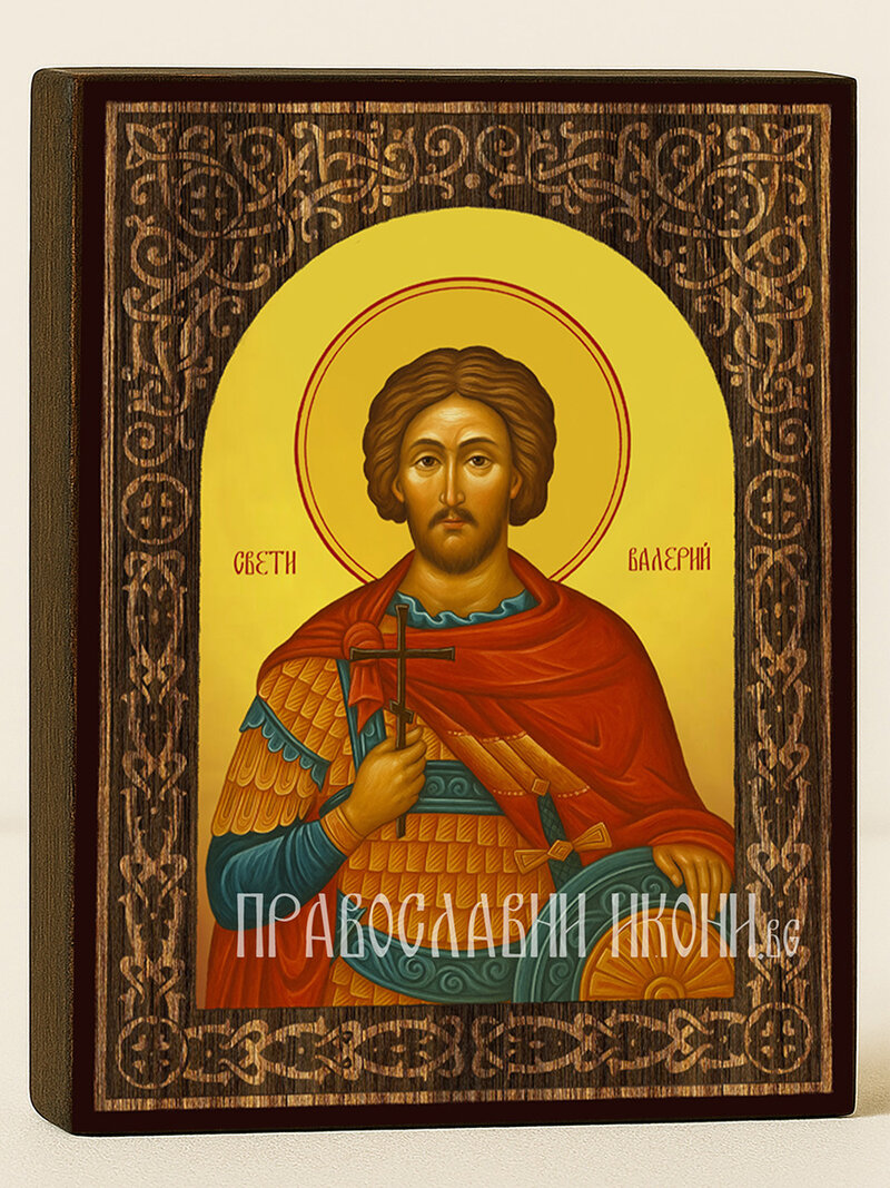 Икона на Свети Валерий с дървесен флорален свод