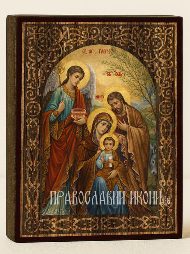 Икона на Исус Христос, св. Богородица и св. Йосив - флорален свод