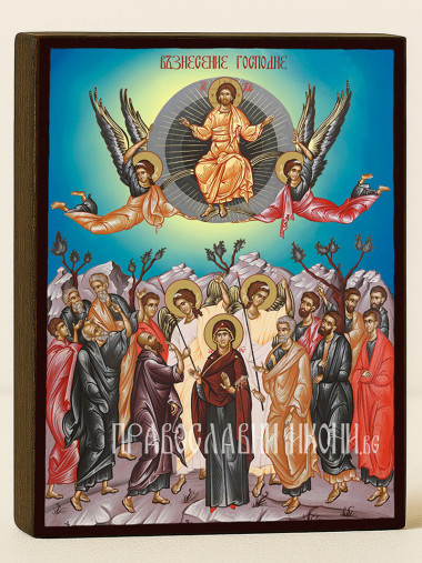 Икона Възнесение Господне с небесен фон